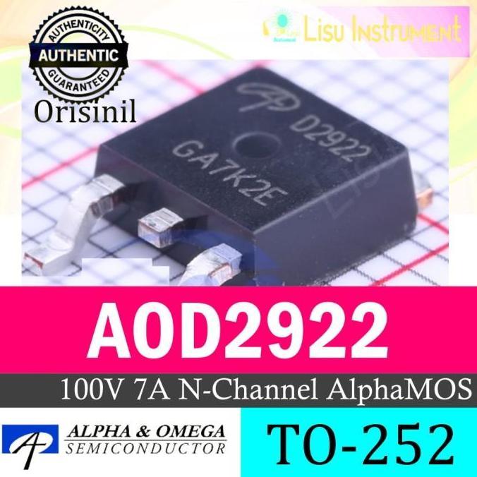 ORIGINAL AOD2922 D2922 100V 7A N-Channel AlphaMOS DPAK TO-252 - AO