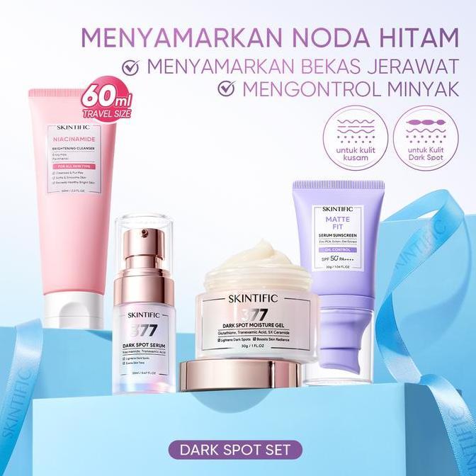 Zexus- [Skintific 1 Set Lengkap] 4Pcs Skincare : 60Ml Facial Wash + Moistuirizer + Serum + Sunscreen