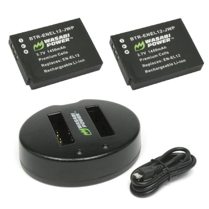 Wasabi Power Battery & Charger for Nikon EN-EL12 ENEL12 Baterai AW100 AW110 AW120 AW130 Coolpix A900
