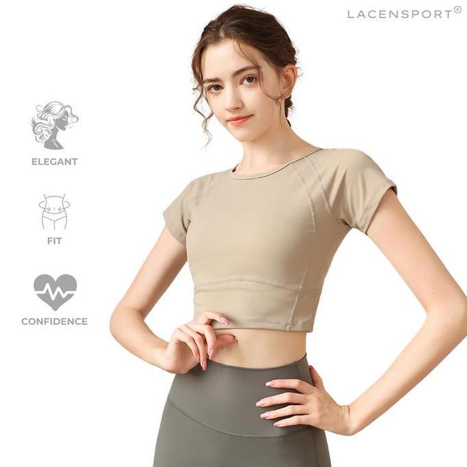 PROMO DISKON - LACENSPORT - Helen's Secret Top Kaos Baju Olahraga Gym Yoga Wanita