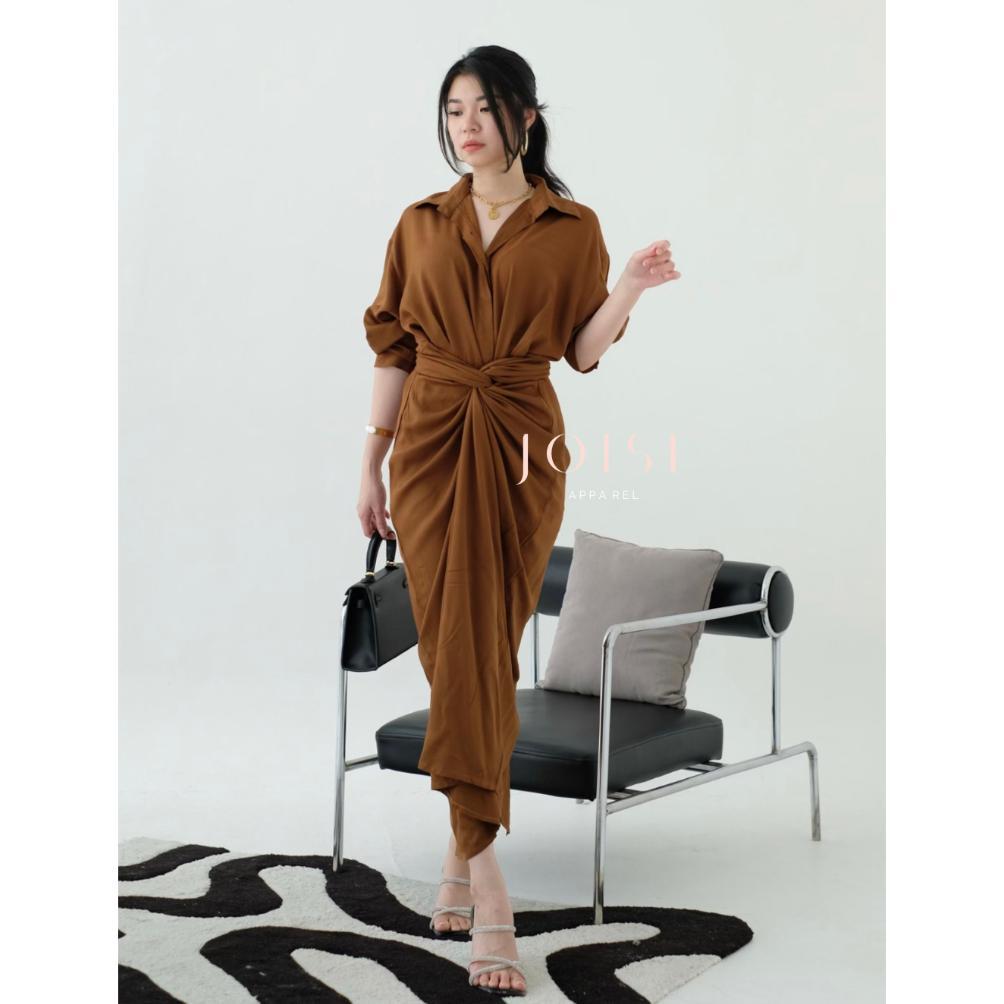 TERBARU JOISE - Kylie Wrap 3in1 Shirt Dress Tali Maxi / Dress Panjang Lilit / Dress Wanita Polos