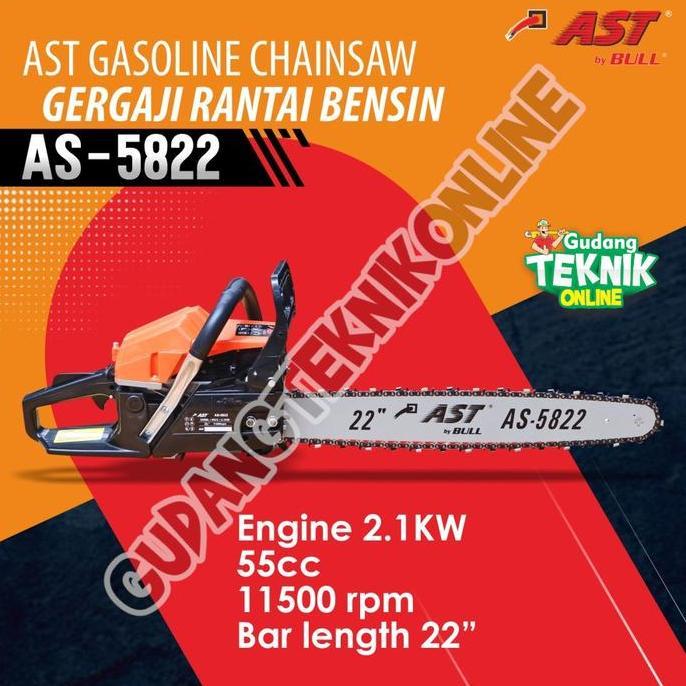 DHEALOKA Chainsaw 22" AST AS-5822 2Tak / Mesin Gergaji Kayu Chain saw 22 Inch AS5822 - Mesin Gergaji