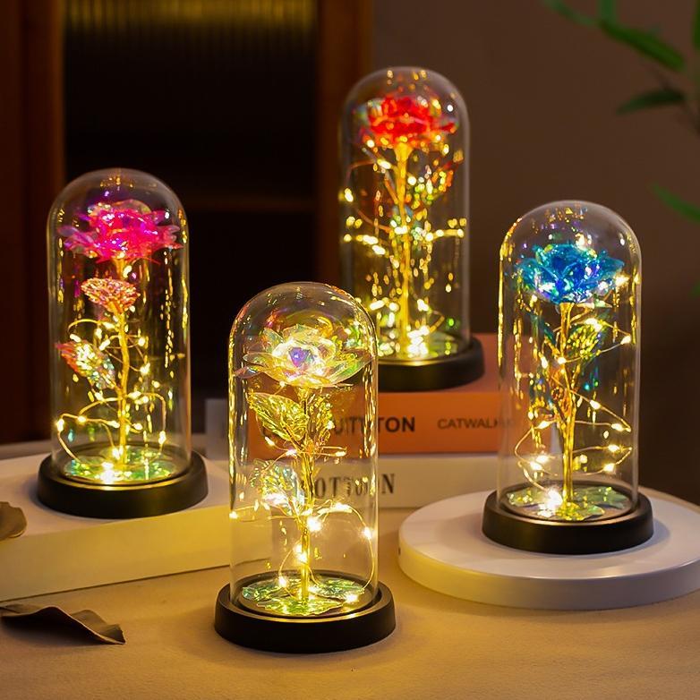 GA24 YKO Lampu Bunga LED Mawar Dekorasi Gift Box Bunga Mawar Rose Hadiah Valentine Hari Wanita Gift 