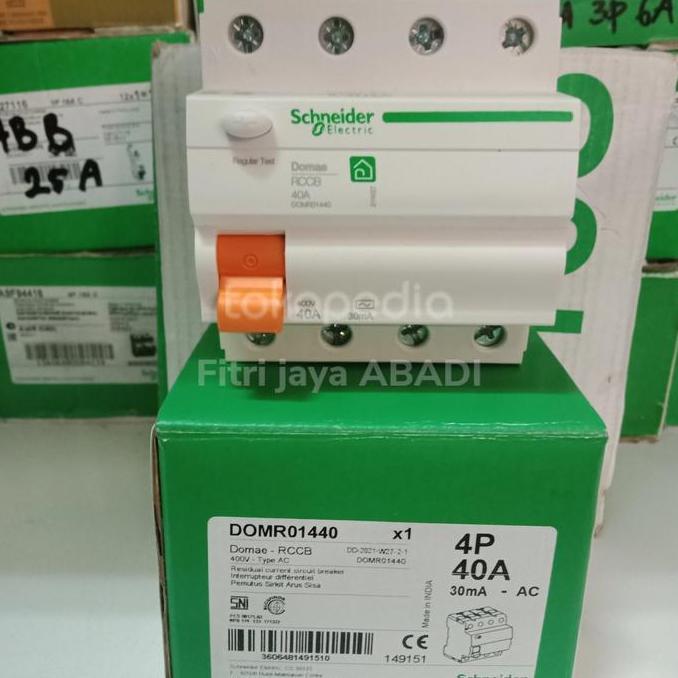 Elcb Schneider 40A 4P 30Ma 300Ma Domae Schneider Baru