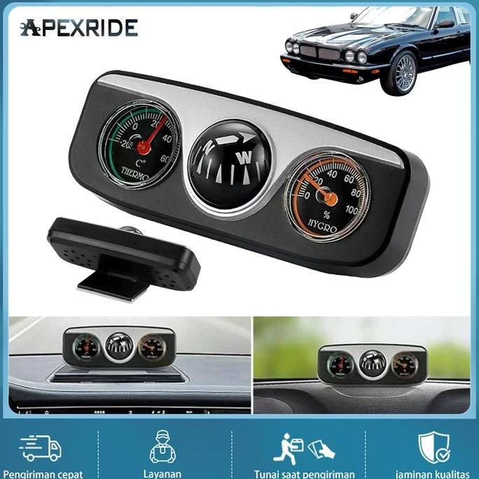 KelontongRamah - 3 IN 1 Termometer Dasbor Mobil Higrometer Digital Pengukur Temperatur Suhu Air Komp
