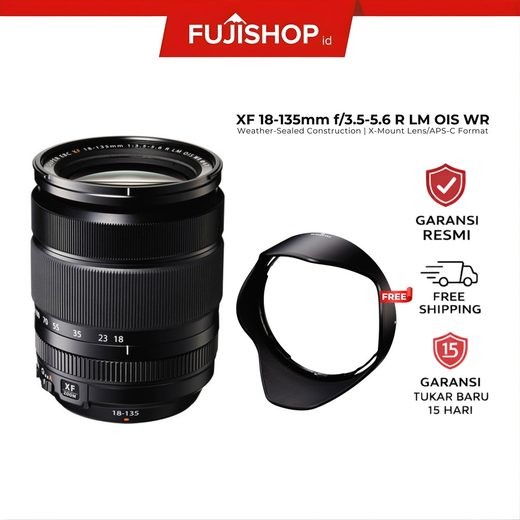 Fujifilm XF 18-135mm F/3.5-5.6 LM OIS WR Lens / Fujinon XF 18-135mm GARANSI RESMI