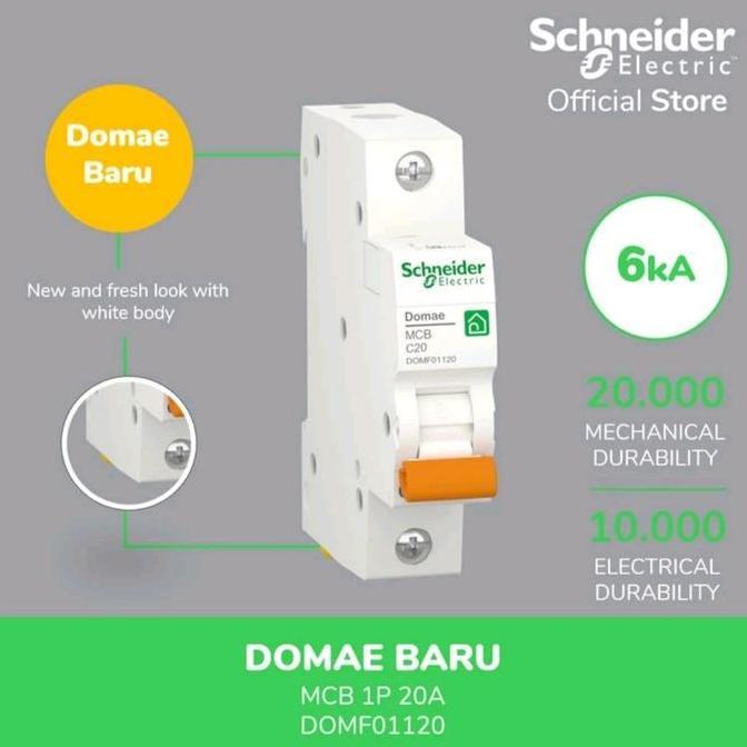Mcb Schneider Domae 1P C20 / Schneider Electric Mcb Domae C20 1 Pass Asli