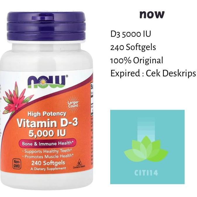 NOW FOOD VITAMIN D3 5000 IU - Vit D D-3 5000IU 240 Softgels