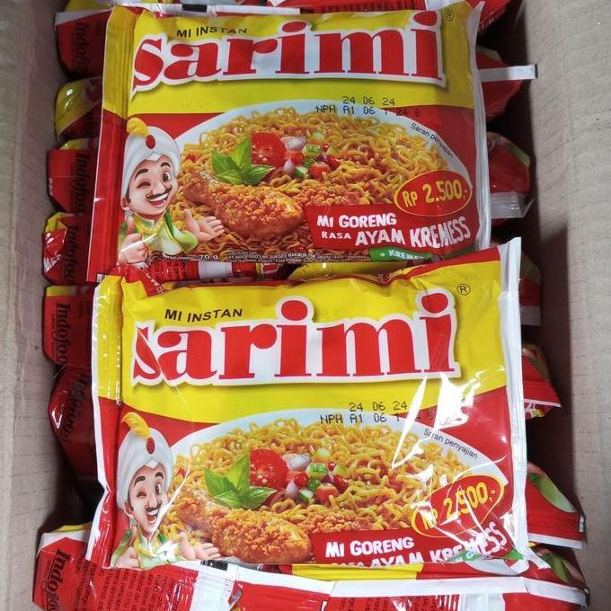 mie sarimi goreng ayam Kremes kemasan kardus 70 gram isi 40 pcs TT
