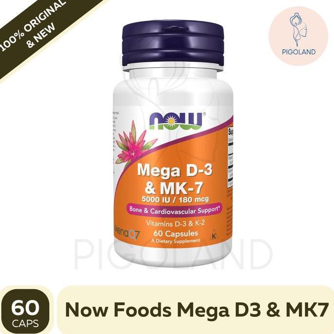 Now Foods Mega D-3 MK-7 Vitamin D3 MK7 MK 7 Bone Cardiovascular 60 Veg