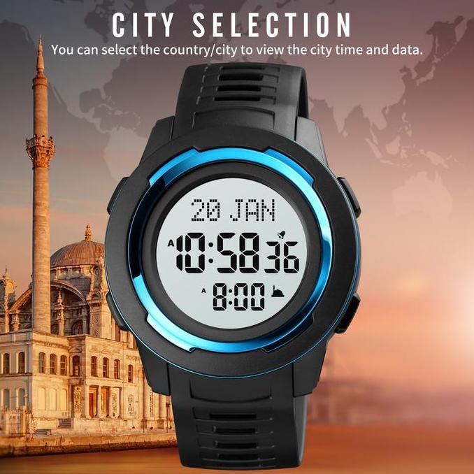 Jam Tangan Pria Qibla/Adzan SKMEI 1729 Digital Original Termasuk Box KS