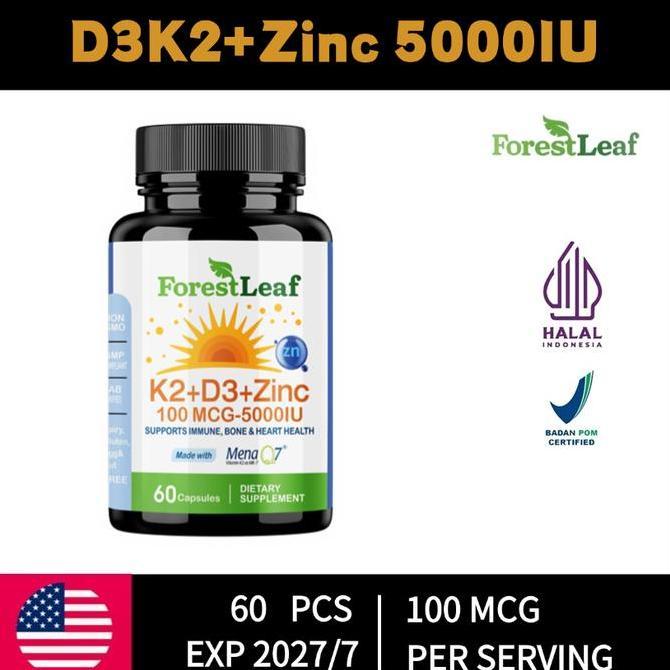 VitaminD3 5000IU+K2 100MCG+Zinc: Formula Cerdas untuk Tulang & Penyerapan Kalsium dengan 5000IU D3 +