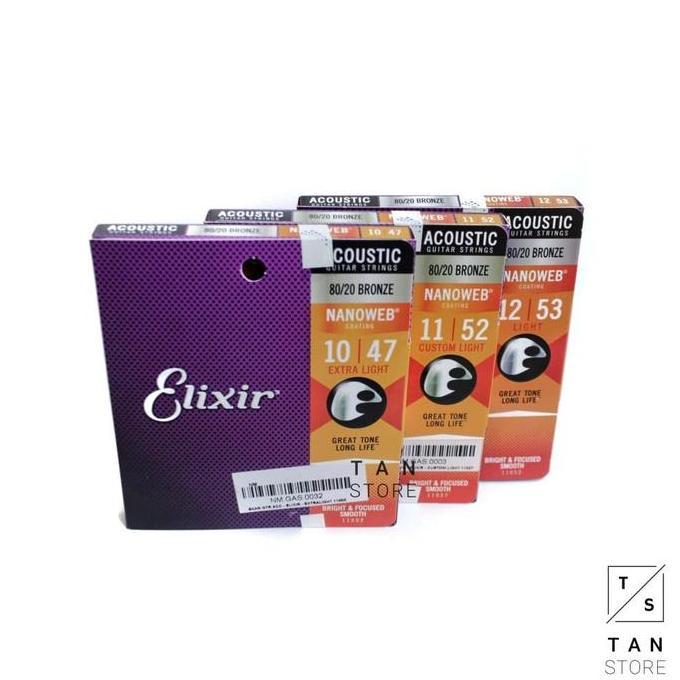 ORIGINAL Senar String Gitar Akustik Elixir Nanoweb Polyweb