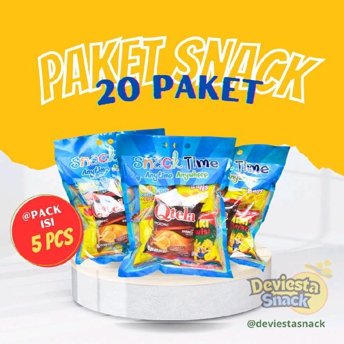 (Isi 5) 20 Paket Snack Time Indofood Acara Pesta Ulang Tahun Hajatan Isi 5 Pcs Snack Per Paket Snack