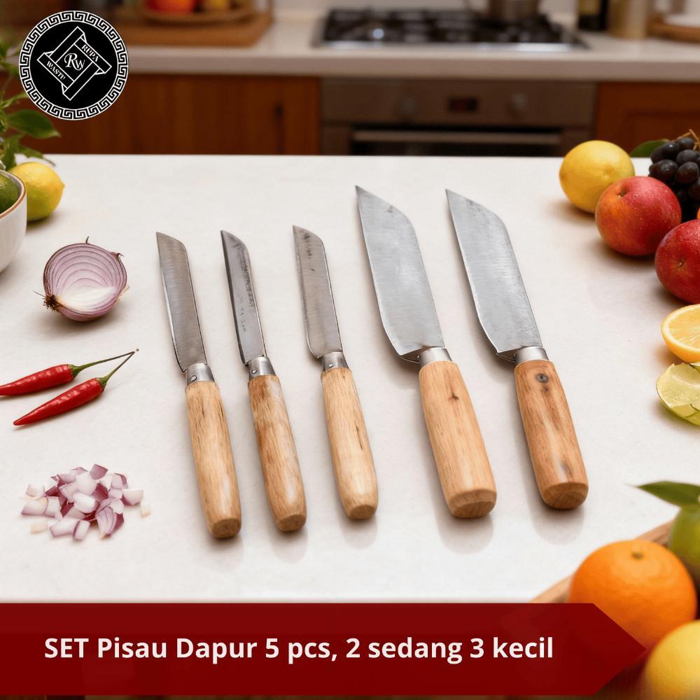 By05 Paket Hemat Set Pisau Dapur 5pcs | 2 Pisau Sedang  3 Pisau Kecil RUPAWASTU Viral