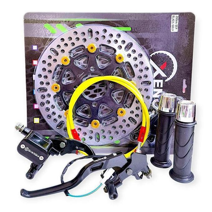 Sucilaputri8 - Paket Hemat 5in1 Piringan Cakram 26 mm Master Rem Brembo Selang Rem Racing 95cm Handg