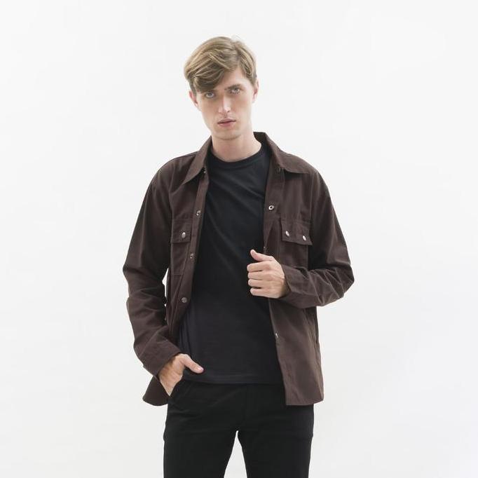 Xxpi- Jaket Parka Outer Jaket Pria Semi Parka Warna Coklat