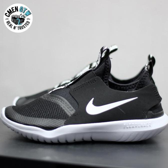 Sepatu anak original nike flex runner black white