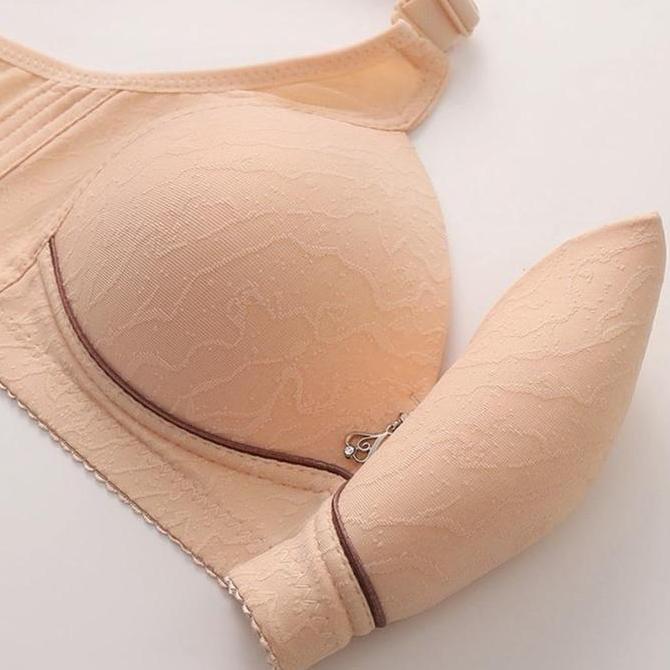Wokpu- Bra Jumbo Cup Besar Busa Tipis Lembut Bh Wanita Motif Polos Tali Tebal Nyaman