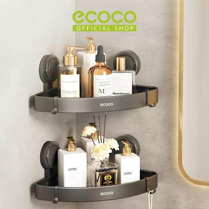ECOCO Suction Hardware Corner Aluminium Rack -  Rak Sudut Aluminium Tempel / Rak Gantung Sudut Hisap