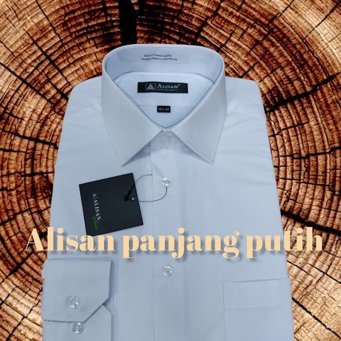 Lansungkirim- Baju Kemeja Pria  Alisan Lengan Panjang Putih 13 - 16