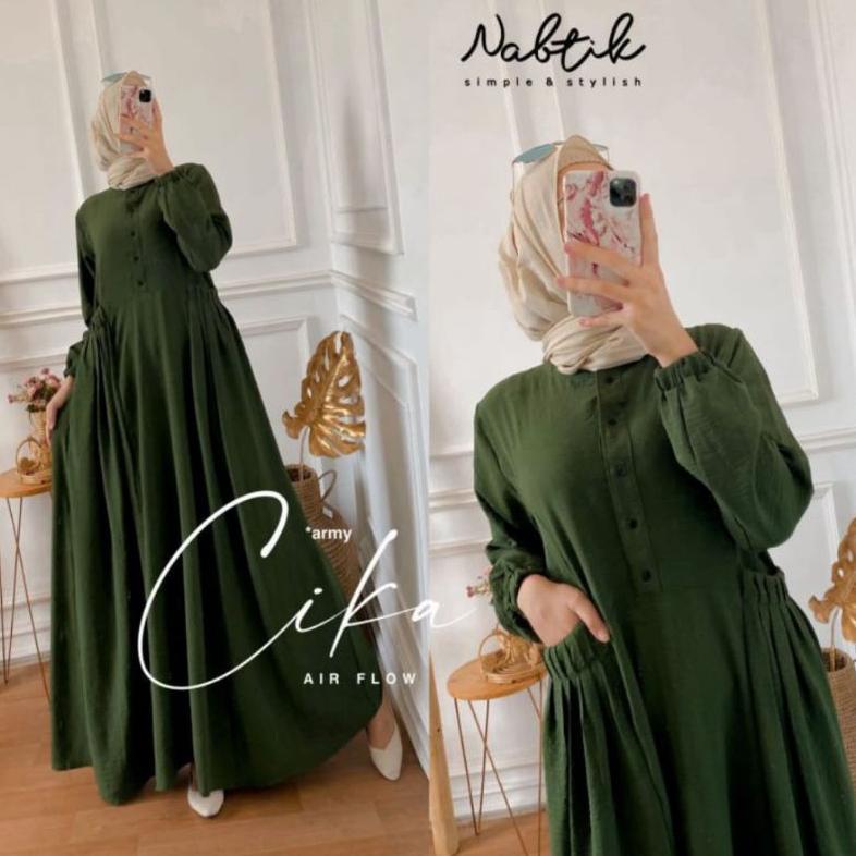 BEST SELLER GAMIS CIKA/ GAMIS CIKA NABTIK/GAMIS POLOS/ GAMIS PUTIH POLOS/GAMIS KRINGKLE AIR FLOW/GAM