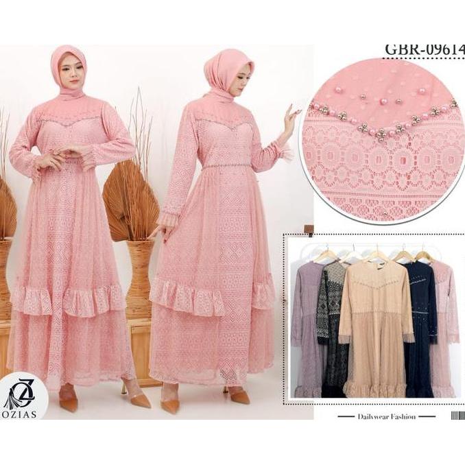 Gamis Ozias Tile Dot 09614 Ld 105 I Gamis Simpel Kondangan I Pesta Muslimah Nyaman Santai