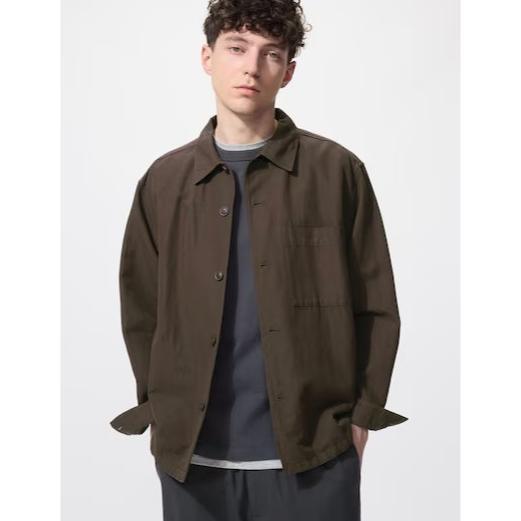 NEW NEW Men Jaket Kemeja Katun Linen Overshirt Lengan Panjang Outer Luaran Pria Wanita Unisex JASTIP