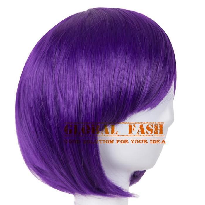 Wig Bob Ungu/ Wig Pendek Lurus / Wig Cosplay/ Rambut Palsu Full
