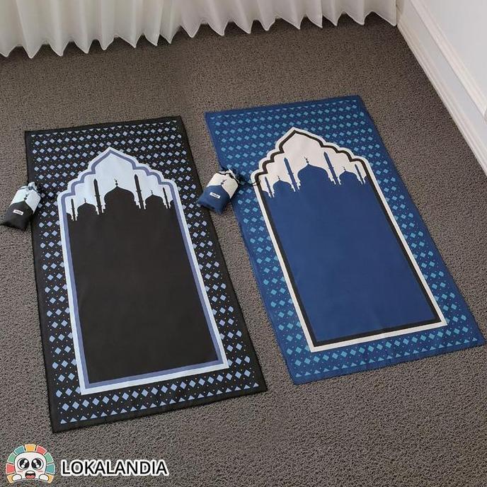 Wkwkpop- Sajadah Travel Bilal Motif Polos Kantong Pouch Traveling Praktis Tipis Ringan Portable Tas 