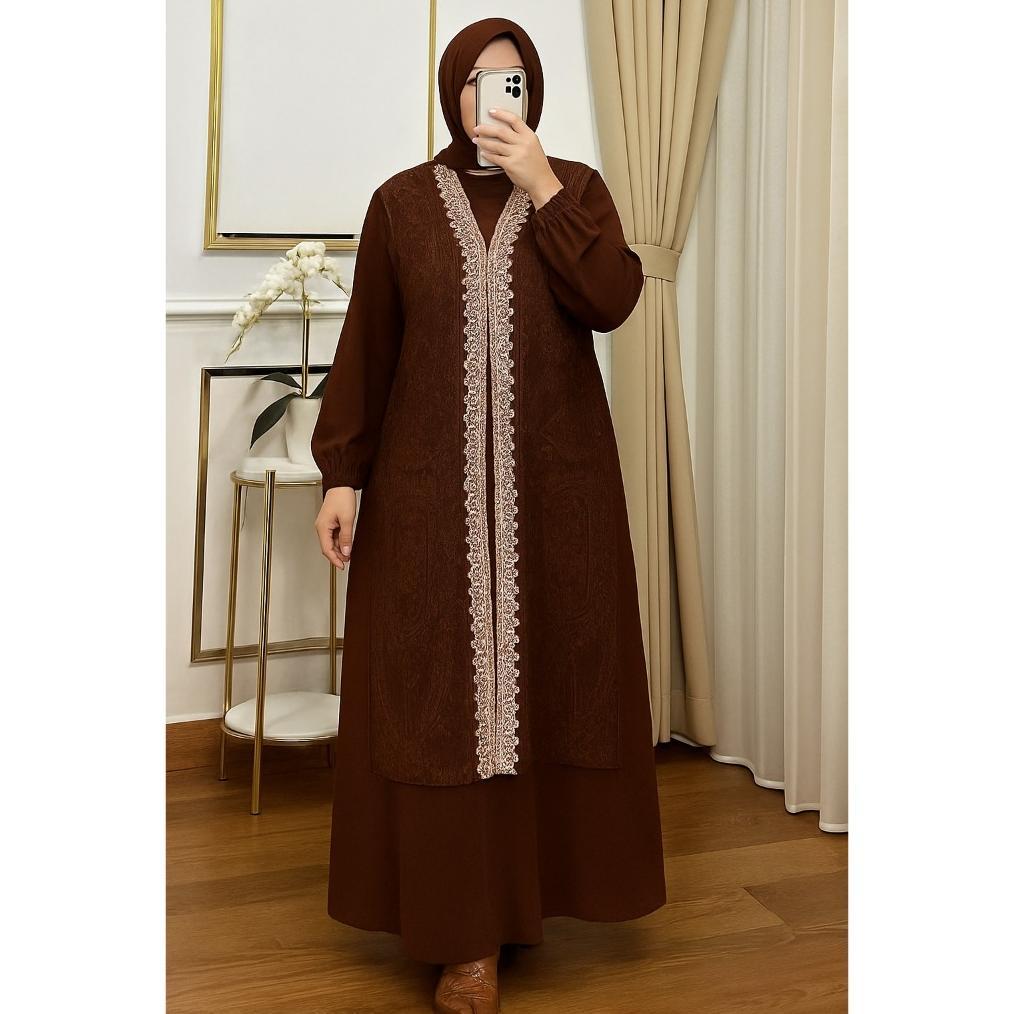 FREE ONGKIR GAMIS BROKAT NAURA DRESS 2IN1 BUSUI WUDHU FRIENDLY INNER CERUTY ADEM + OUTER BROKAT PREM
