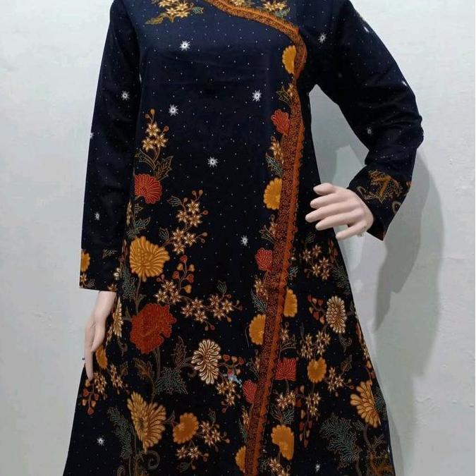 TUNIK BATIK WANITA KEKINIAN WARNA HITAM UNGGUL JAYA