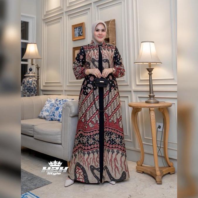 Gamis Pesta Batik Kombinasi Jack Black Dress Batik Kondangan Mewah Paling Terlaris Gamis Batik Kekin