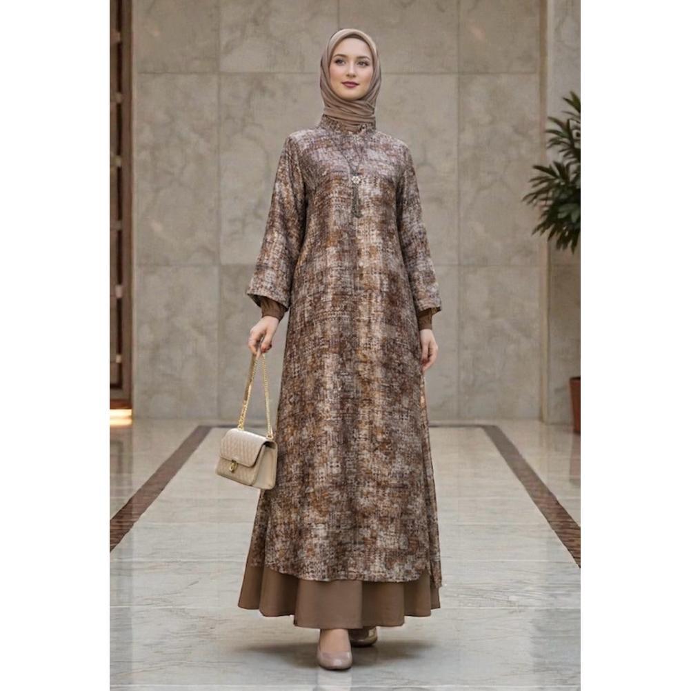 Gamis Malaysia Premium - Dres Motif Elegan - Gamis Muslimah Motif - Gamis Lebaran Terbaru