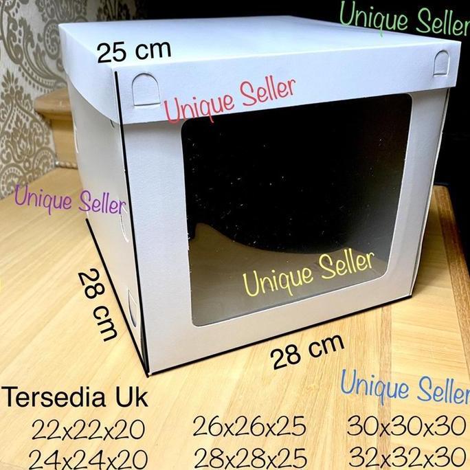 Promo [Isi10] Dus Kotak Box Tart Cake Tinggi 28x28x25 PUTIH / Dus Box Kotak Kue Tart Tinggi PUTIH Tu