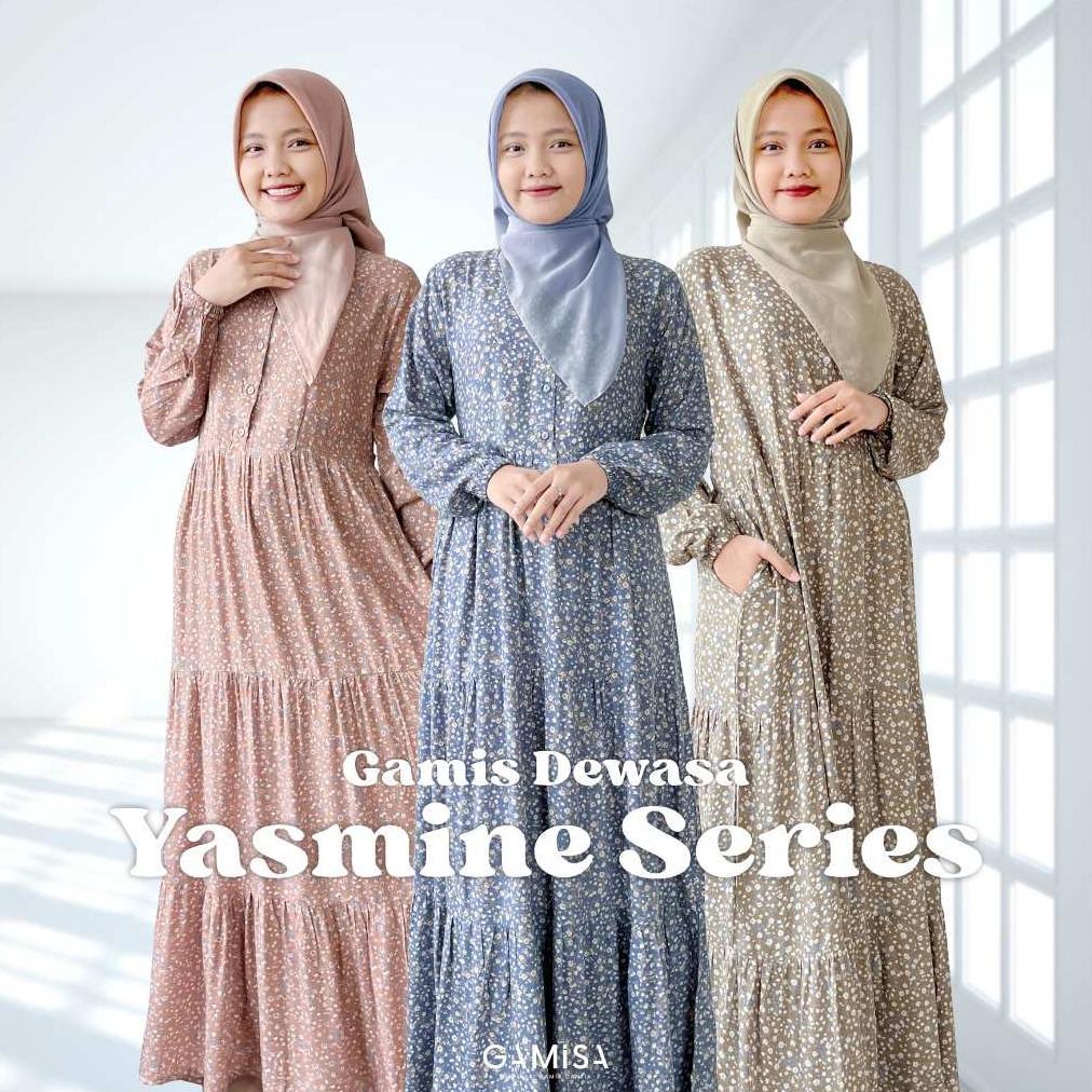 Gamis Dewasa Motif Yasmine Series By Gamisa.Id - Bahan Rayon Viscose Gamis Adem Nyaman Bisa COD