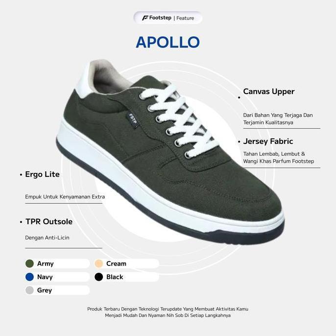 Footstep Footwear Sepatu Sneakers Pria Apollo Grey Original Shoes Casual Snekers Kualitas Terbaik Ha