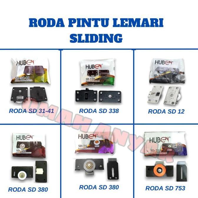 Ready stock] Roda Pintu Lemari Geser Sliding Minimalis Huben SD 31-41 380 338 75 753 12 Elco 329
