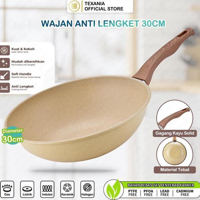 [GMA] TEXANIA Wajan 30cm Wajan Anti Lengket Warna Cream Kitchenware