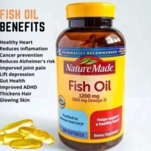 nature made fish oil 1200mg  omega 3 200 sofgels.