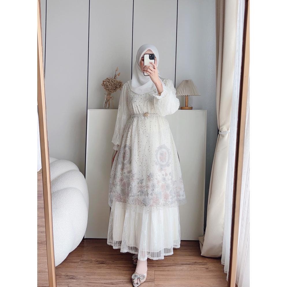 CANDY LADY Kiera Princess Chantily Maxi / Gamis Motif Wanita Terbaru Dress Lebaran Bestseller