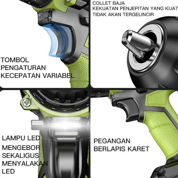 Diskon Zper Bor Listrik Mesin Bor Baterai Tangan Cordless Drill Battery Bor Tanpa Kabel Bor Lithium 