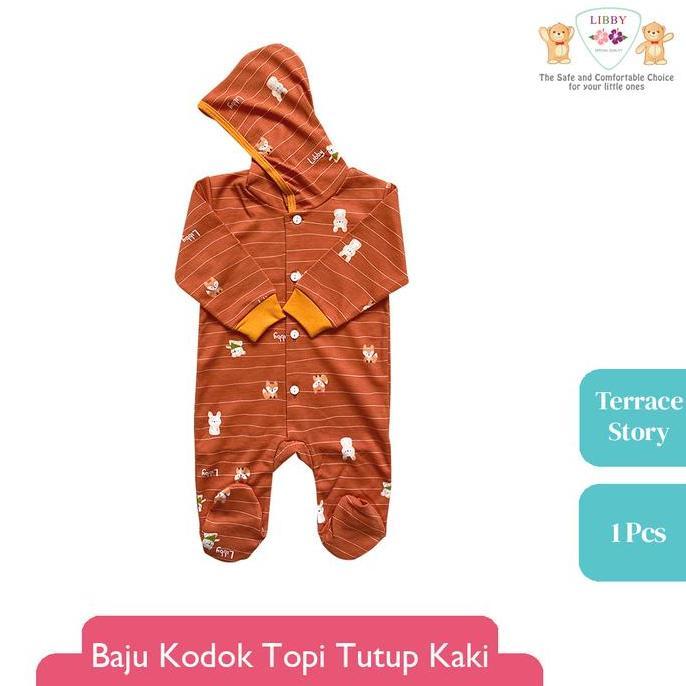 LIBBY Baju Kodok Panjang Tutup Kaki Pakai Topi Motif Terrace Story (1pcs) (TERBAIK) (TERBARU) (TERMU