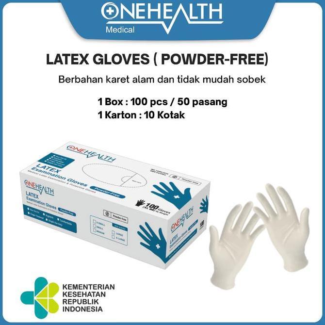 zukamainan_ - onehealth sarung tangan latex powder free akd handscoon size s m l sarung tangan non-s