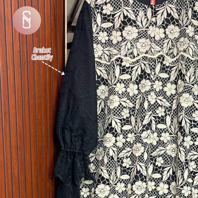 Murah Myshawl Haima Gamis Brukat Bordir Resleting Depan Bahan Syakila Premium Size 2XL 3XL 5XL Dress