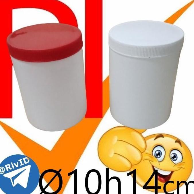 6Pieces Toples Plastik HDPE 1000ml Putih Jar 1 Liter Tabung 1L 1000 mL
