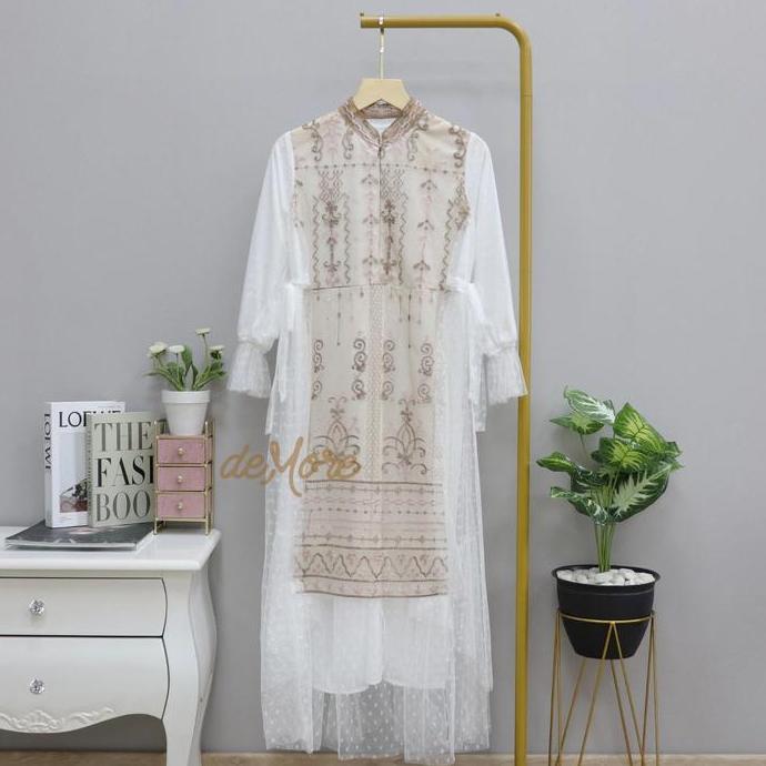 Murah Demore  Gamis Maxi Valena Brukat Mewah Kondangan Baju Muslim Lebaran Terbaru Wanita 2025 Non C