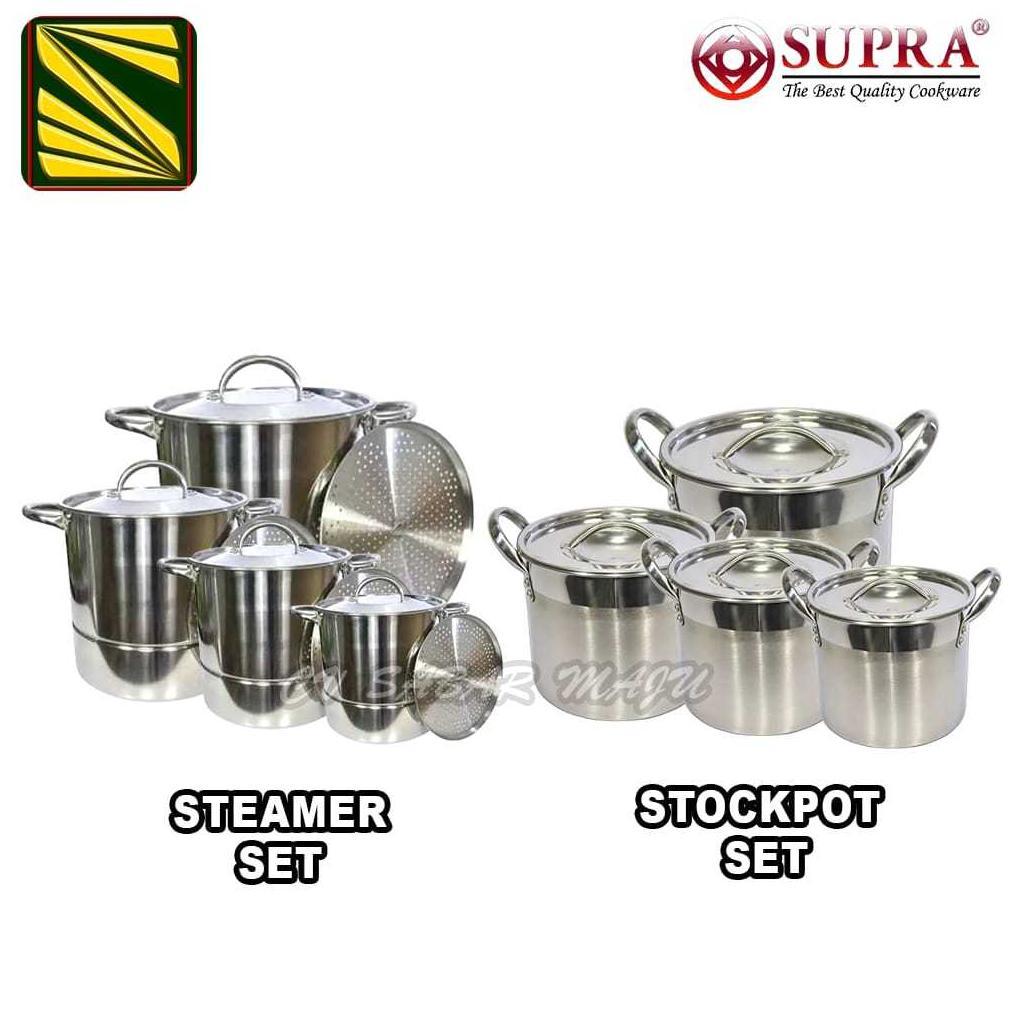 HOT DEALS SUPRA PANCI STOCK POT / STEAMER KUKUSAN  8, 12, 16, 20 QT, SOUP POT STAINLESS 28, 32, 36 C