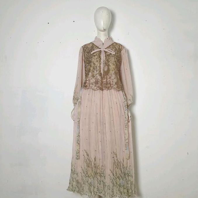 Murah Gamis Ceruty Dress Wanita Remaja Terbaru Premium Kekinian Rompi Brukat Prisket 2025 Lebaran Mu