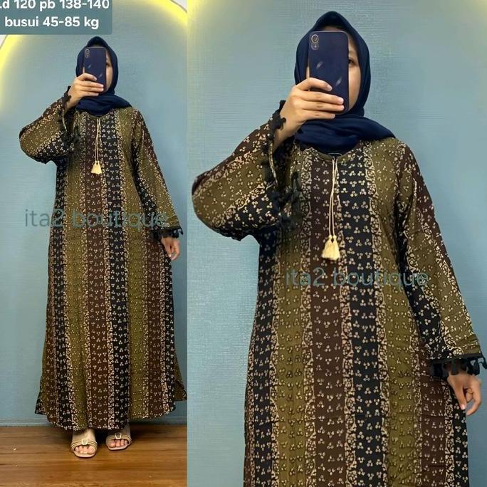 Murah ITA2 BOUTIQUE Abaya Batik  Motif Variasi Gamis Jumbo Abaya Batik Tangan Kekinian Bonang Longre